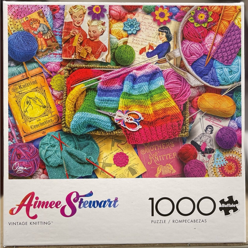 Aimee Stewart Vintage Knitting 1000 Piece Puzzle Buffalo Games NEW & SEALED